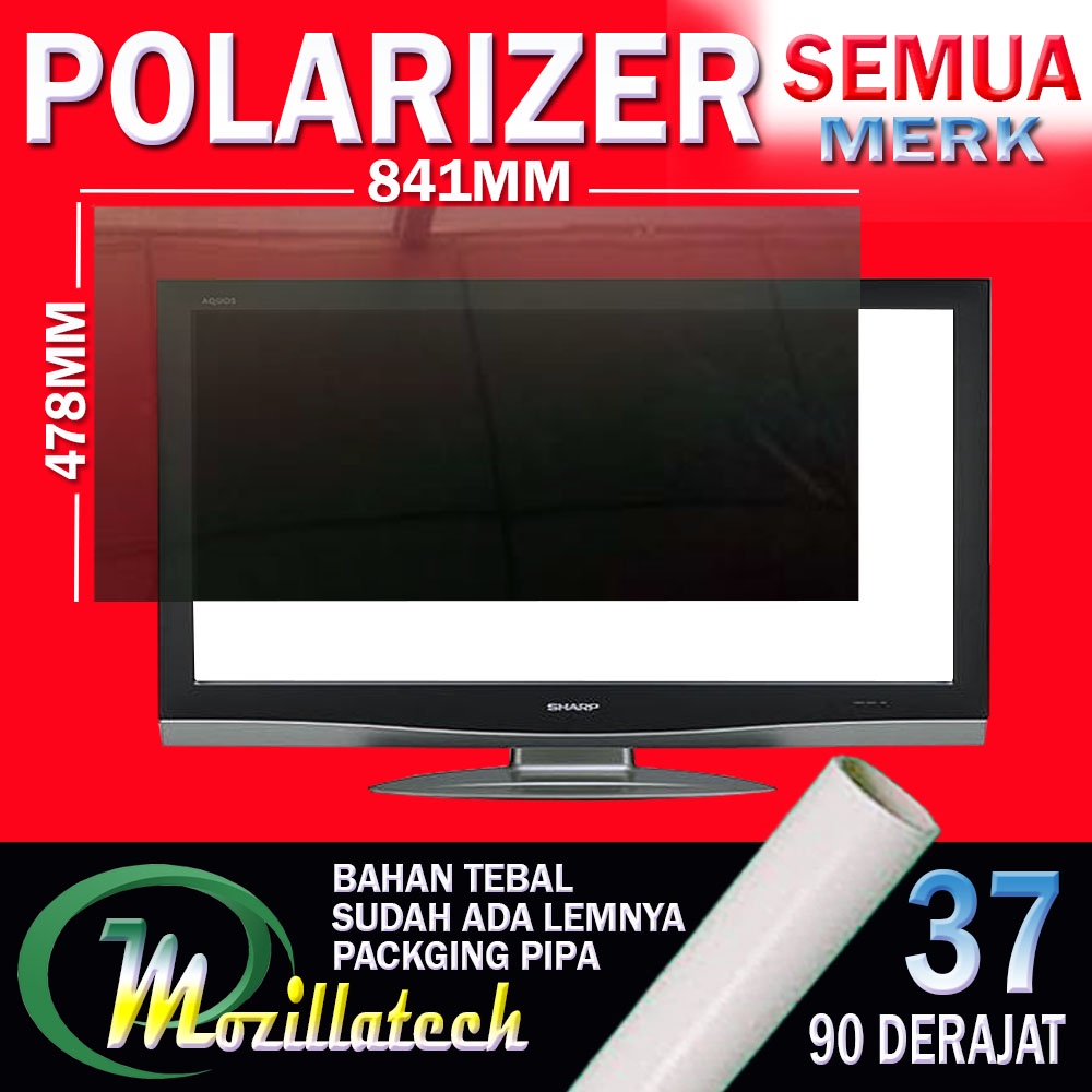 POLARIZER 37 90 DERAJAT PLASTIK POLARIS POLARIZER TV LCD 37 INCH 90 DERAJAT BAGIAN BELAKANG