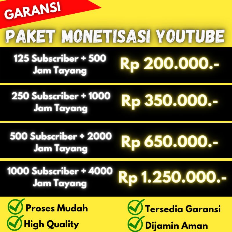 RANCHA.BANA Paket Youtube Subscriber + JT Dan Monetisasi Natural Terbaik Youtube Berkualitas Premium