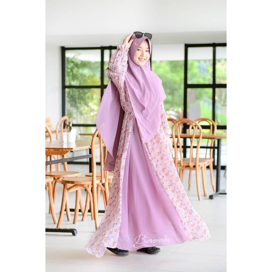 ALANA SYARI BERMERKS SET GAMIS SYARI CERUTY PRINTING PECAH