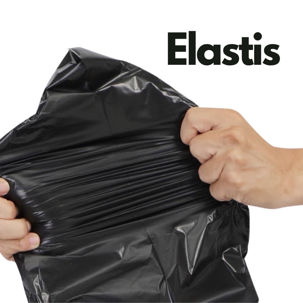 BRGUNIK Polymailer Kantong Plastik Packing 30x40cm Olshop LDPE Lem Perekat Anti Plong Black Glossy R642