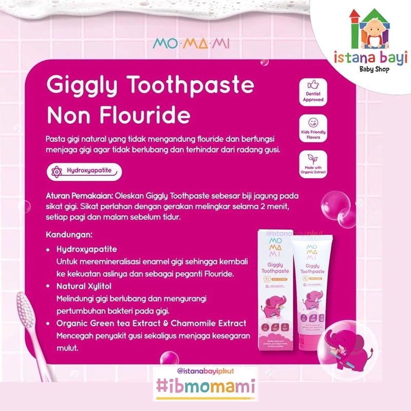 Momami Giggly Toothpaste Non Flouride 50gr / Pasta Gigi Bayi