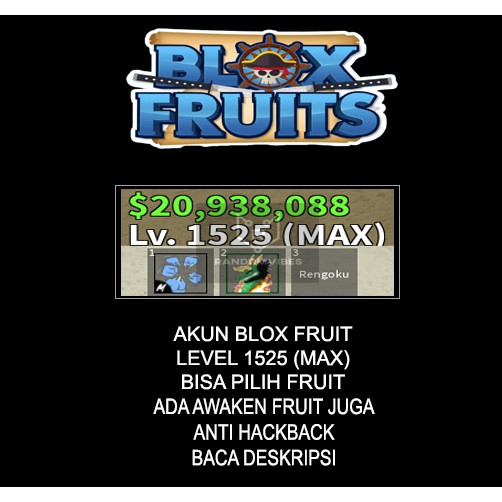 Akun Roblox Blox Fruit Level 1525 Max Ada Awaken Fruit Shopee Indonesia