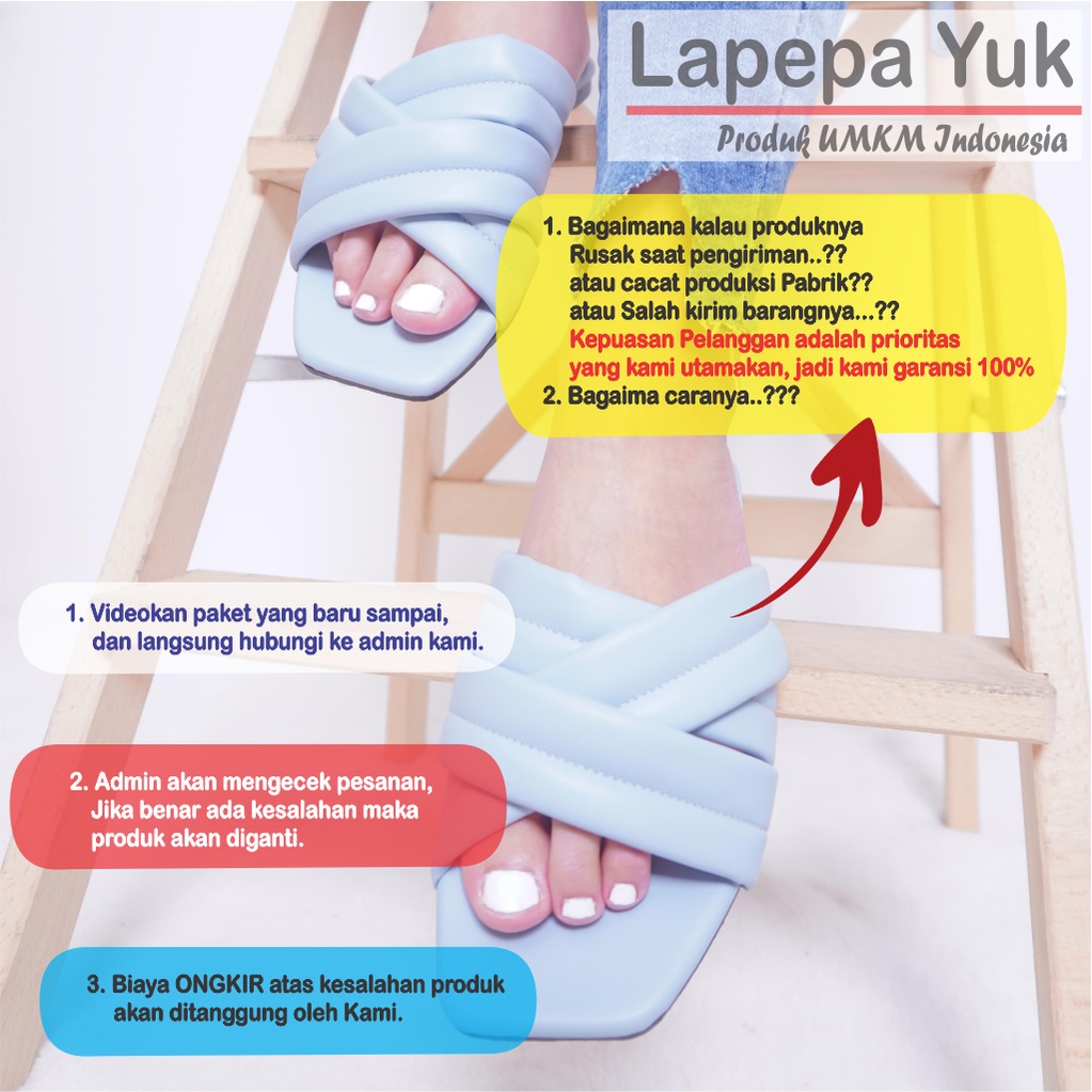 LAPEPA YUK - Sandal Wanita Teplek SHEILA ALL COLOR Sendal Cewek Flat Kasual Model Silang 3 Unik Size 36 37 38 39 40 Lucu Jalan Casual Santai Rumah Slop Warna Hitam Putih Sandals Pergi Selop Premium Original Kekinian Terbaru Shoes Mall Official Store