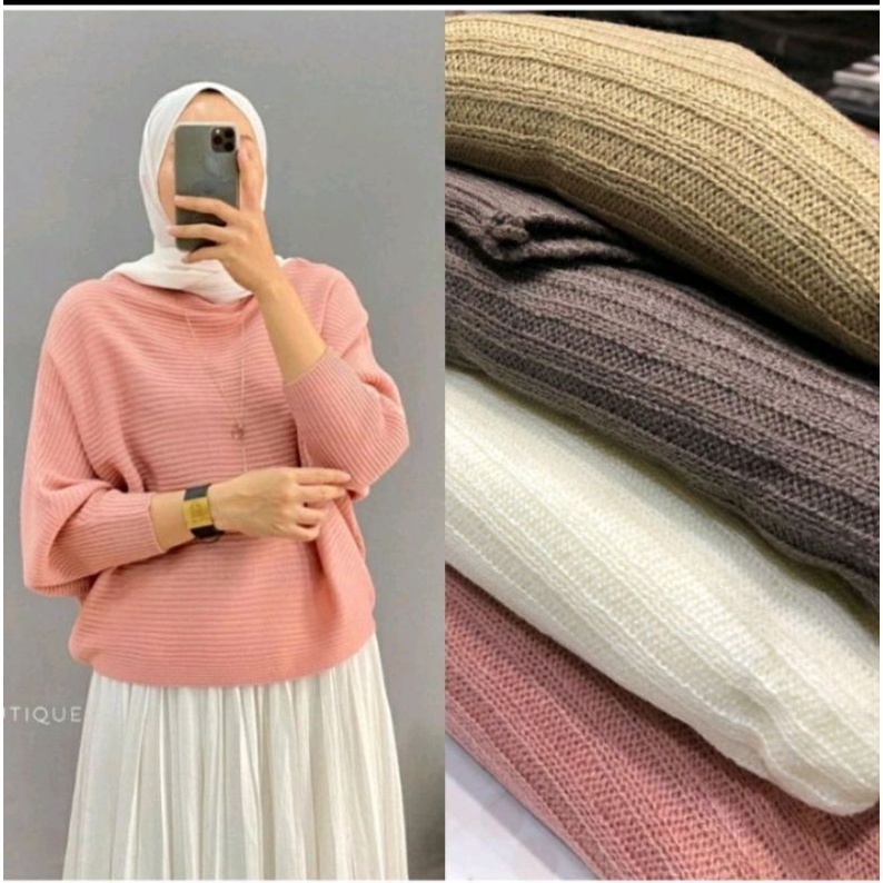 SWEATER LASPERAL RAJUT BATWING DEWASA
