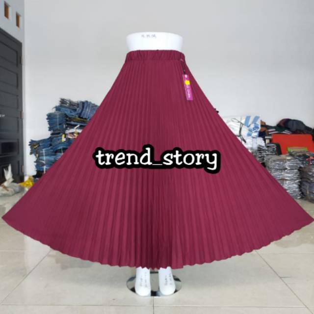 Rok Plisket Payung Standar Polos Trend Story Premium Original