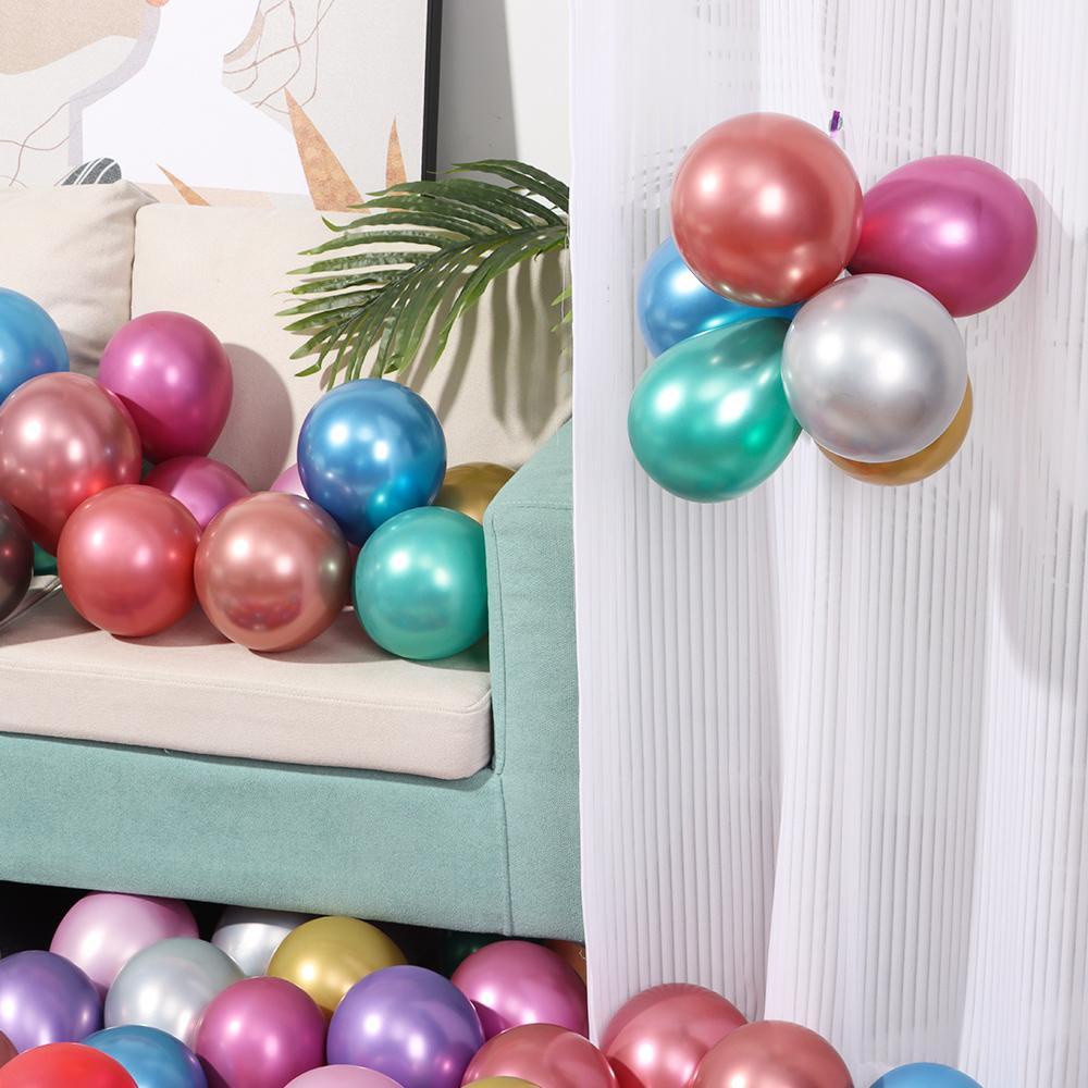 Nanas 50 Pcs 5 Inch Balon Lateks Anak-Anak Mendukung Metalik DIY Hadiah Perlengkapan Pesta Tebal Chrome