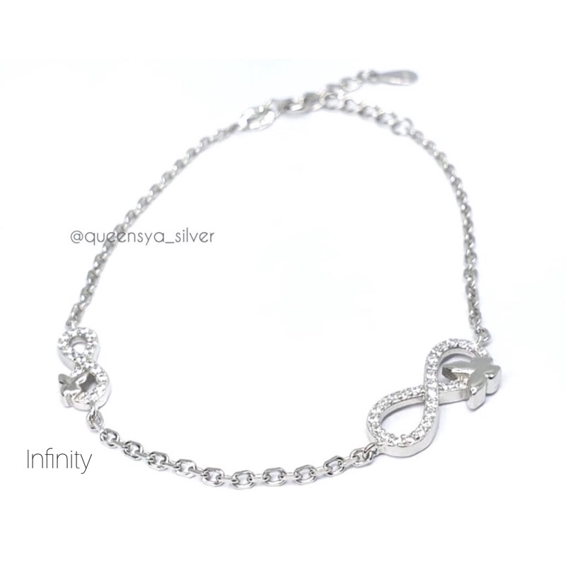 Gelang Rantai Perak FASHION KOREA Asli 925 Lapis Emas Putih