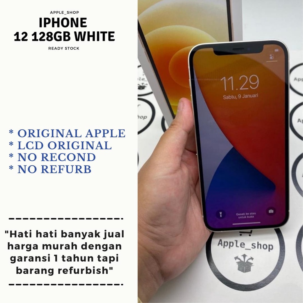 iPhone 12 128gb white Lcd Original Mulus Original Bukan Refurbish / Rekondisi