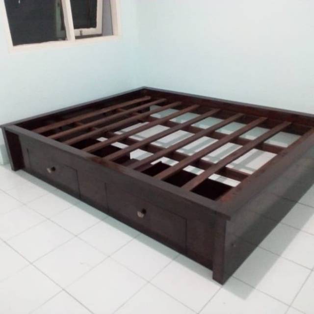 Divan kayu jati tanpa sandaran tempat tidur minimalis 2 laci ranjang free ongkir