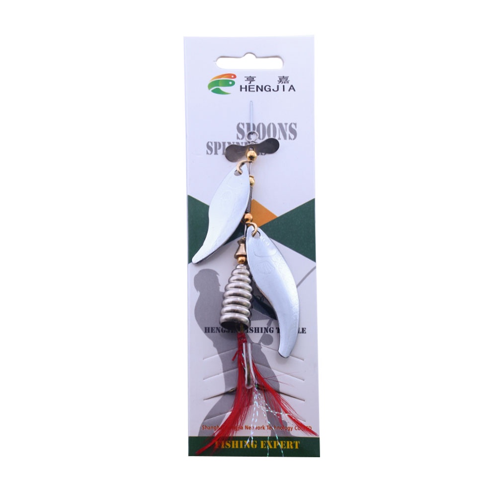 Hengjia 1pc Umpan Pancing Spinner Metal 9.3cm 13.1g Hias Sequin + Bulu Dengan Kail Treble