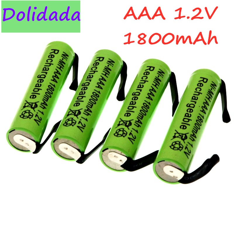 Ni-Mh 1.2V AAA Rechargeable Battery Cell, 1800mah, with Solder Tabs for Philips Braun Electric Shave