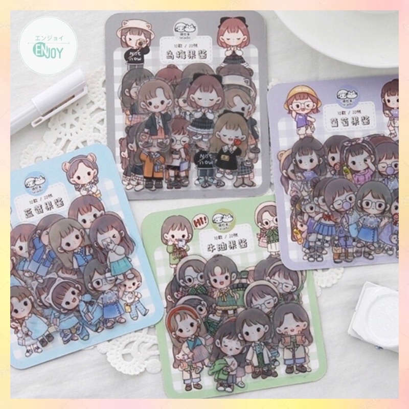

Stiker Unik Sticker Aesthetic DIY Design Tumblr Karakter Fashion Girl 1 Pack 40 Pcs