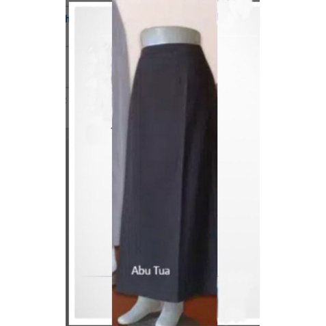 ROK KERJA ROK A-LINE PINGGANG KARET ROK KANTOR MURAH KEKIKINIAN M L XL XXL L3 L4 L5-Abu tua