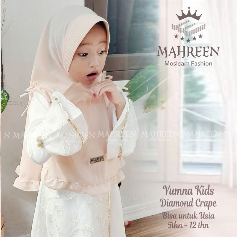 Bergo Yumna kids ORI MAHREEN hijab anak kekinian terlaris terhitz diamond crape SD TK tanggung