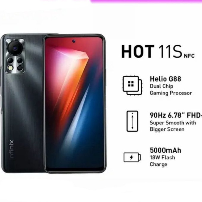 INFINIX HOT11S NFC HOT 11 S HOT11 S HOT 10S 11S  HOT10S HOT11S RAM 6/128 6GB HP GAME GAMING ANTI NGELAG ASLI ORIGINAL GARANSI RESMI ORI NEW