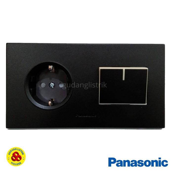 Panasonic Stop Kontak + Saklar 1G Hitam WESJP11212B Style Matte Black