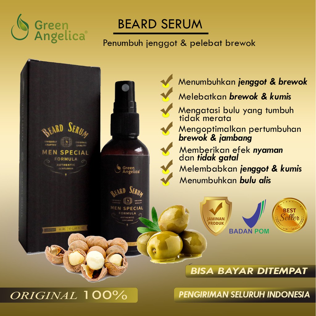 Penumbuh Brewok Alis Jenggot Green Angelica Beard Serum Terbaik
