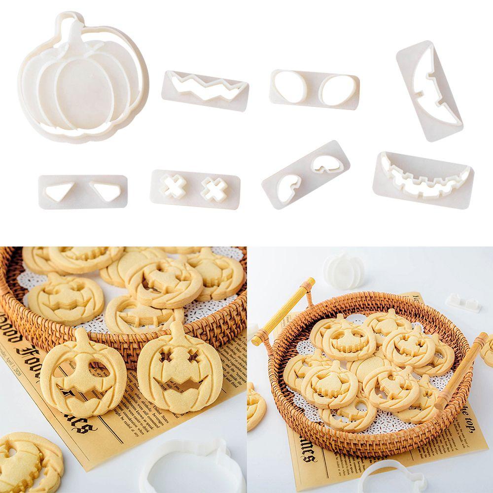 Suyo 9pcs / set Cetakan Kue / Biskuit / Fondant 3D Tema Halloween Bahan Plastik