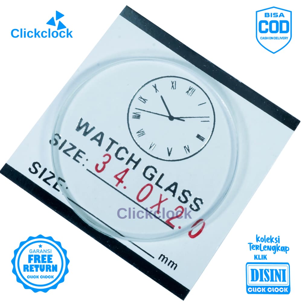 Kaca Jam Kaca Bahan Watch Glass PNC-340 Murah 3,4 cm