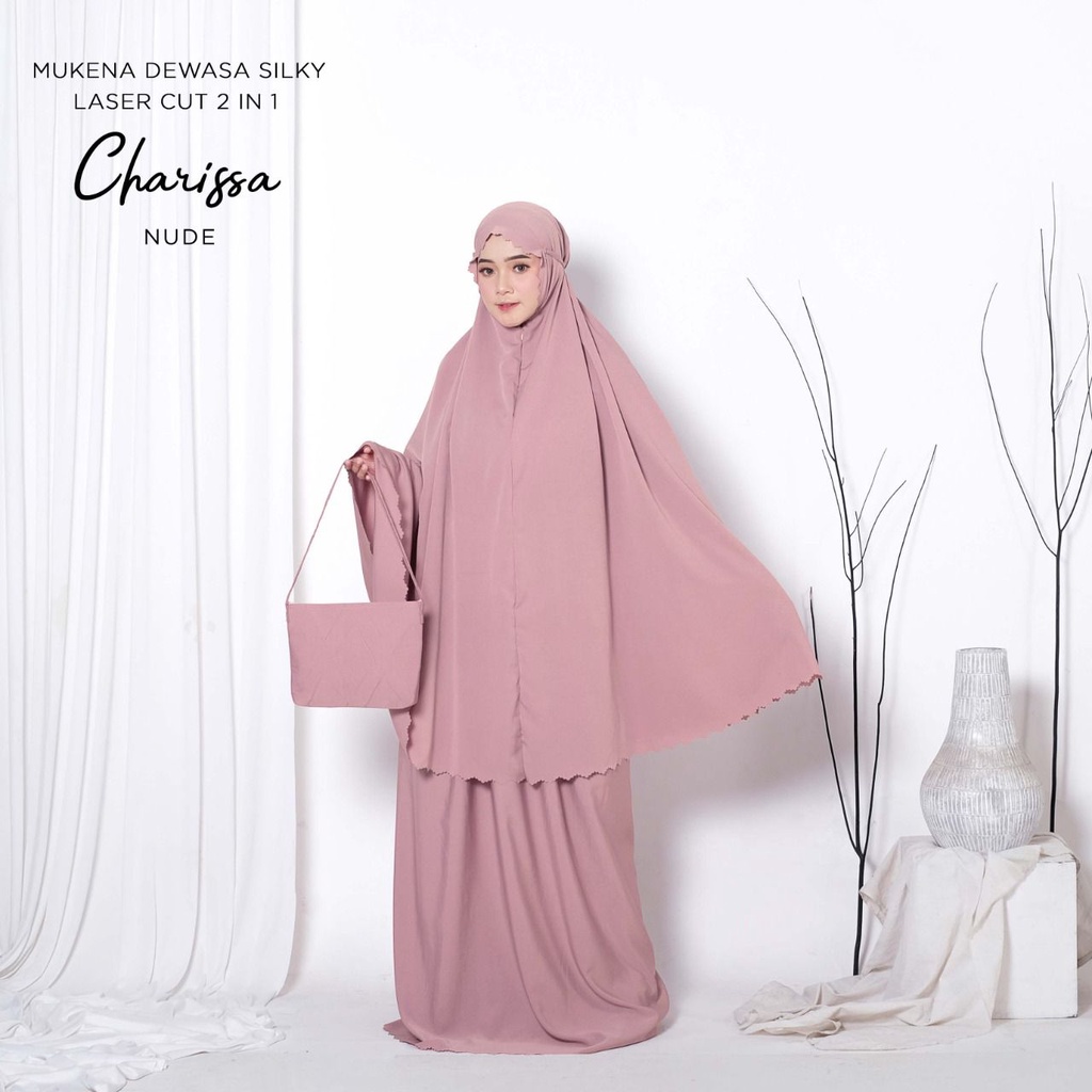 MUKENA BALI TASIK - MUKENA DEWASA SILKY LASER CUT 2 IN 1 CHARISSA