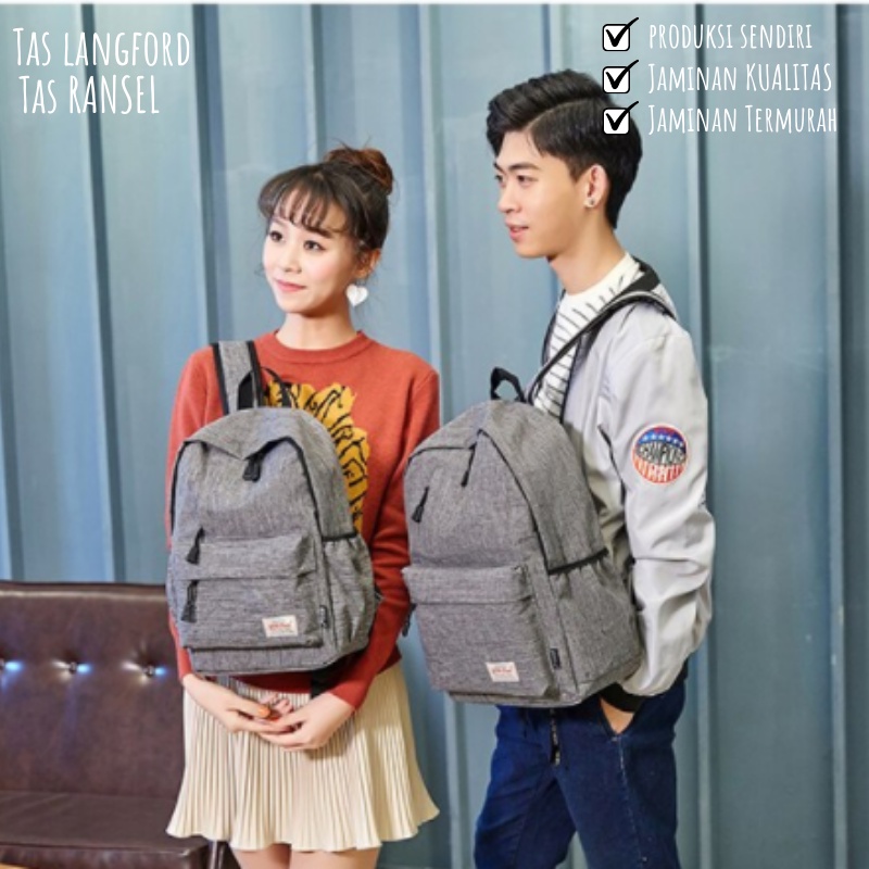 Tas Ransel Backpack Punggung Sekolah Kerja Kuliah Laptop Travelling Model Simple Casual Fashion Multifungsi Termurah Kekinian Pria Laki-laki Cowok