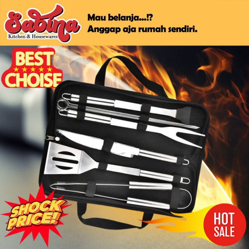 Peralatan Panggang Daging Perlengkapan BBQ Spatula Grill 10 in 1