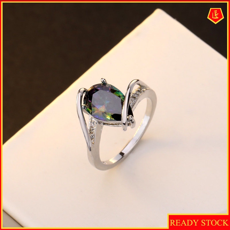 [Ready Stock]Women's Fashion Personality Colorful Topaz Ring