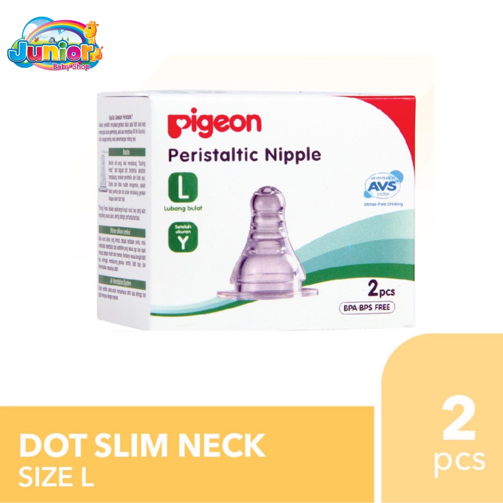 Pigeon Peristaltic Nipple - Neck Size Y,L 2 pcs