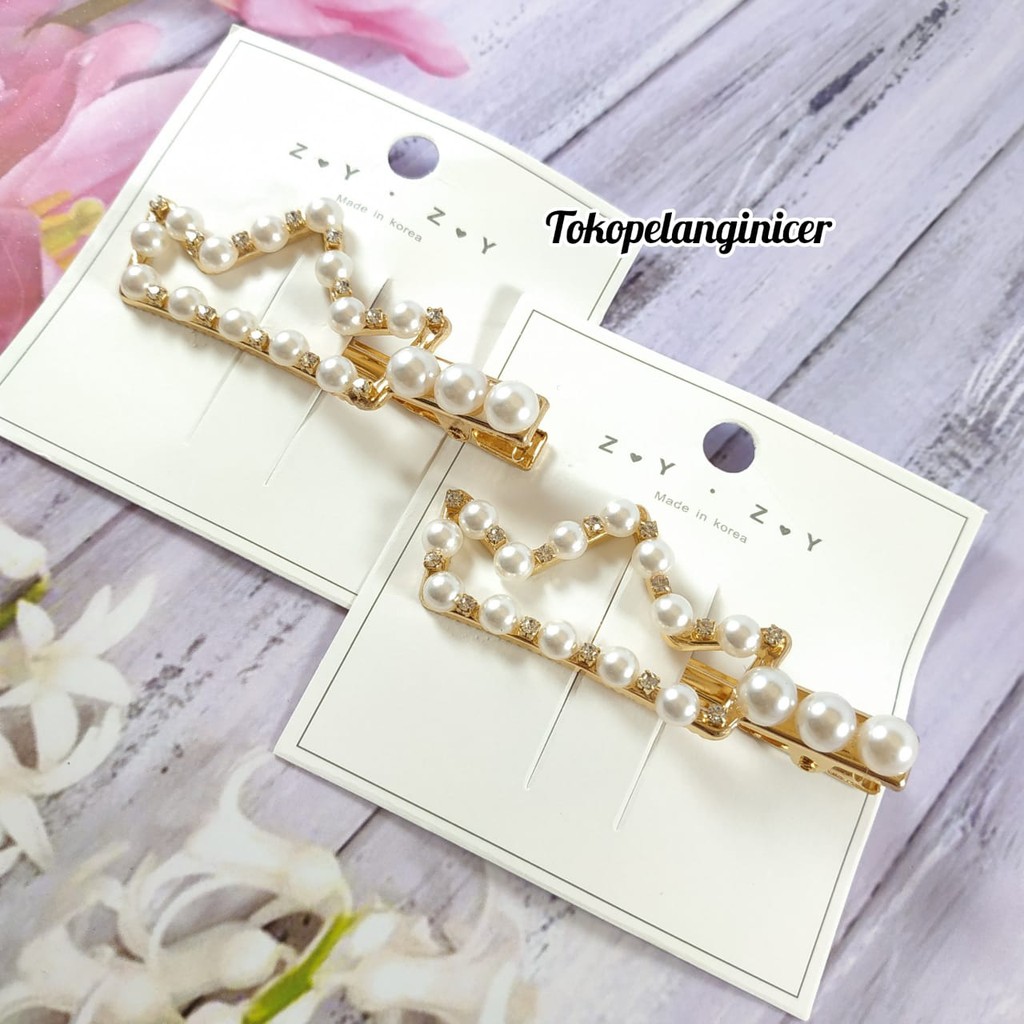 Klip Rambut Jepit Rambut Pearl Hair Clip PREMIUM Model Mahkota susun Tokopelanginicer