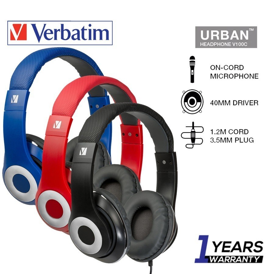 Headset Verbatim Classic Over Ear Headphone With Mic - Verbatim 65068