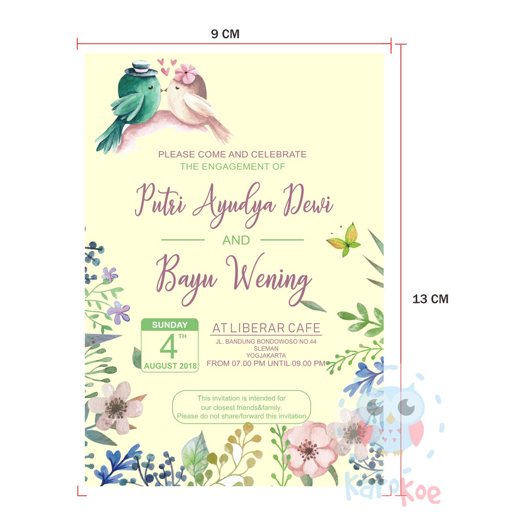 Kartu Undangan Pertunangan Lucu By Karokoe Model Lb101 Card Invitation Engagement Shopee Indonesia