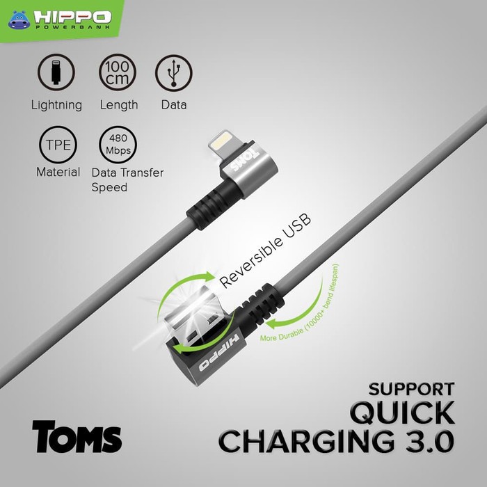 Kabel Data Iphone Fast Quick Charging Hippo TOMS / Lightning Gaming
