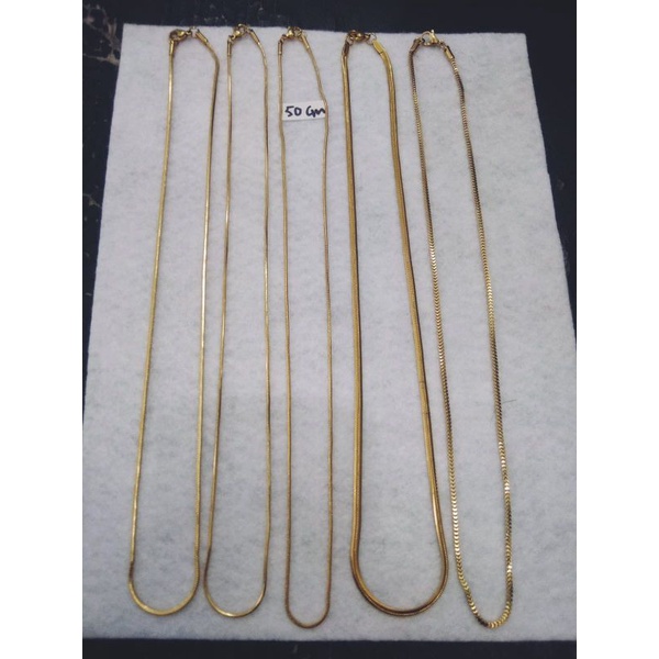 kalung titanium emas panjang 50 cm