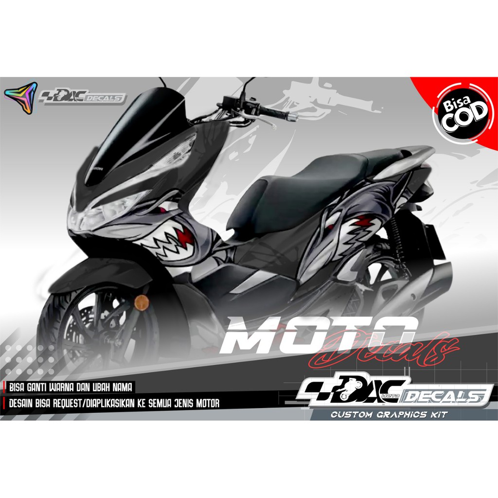 Sticker decal full body Honda PCX Shark Hitam