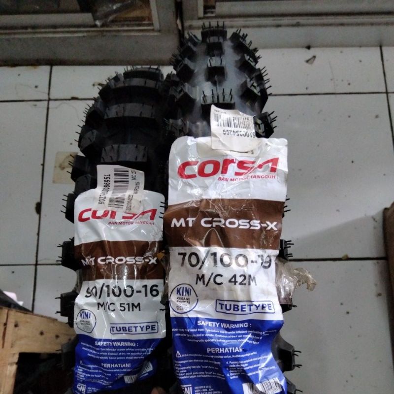 Paket Sepasang Ban Trail CORSA Mt Cross-X Ring 16+19 Set Depan Belakang 90/100-16+70/100-19 Luar Mot