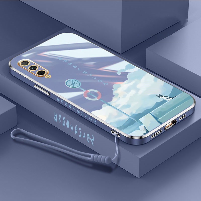 Cute Cat Phone Case For VIVO Y50 Y30 Y20i Y12S Y11 Y19 S1 PRO Y93 Y91C Y12 Y15 Y17 Y20S Y20 Y30i Luxury Cartoon Soft electroplate Lanyard cover couple