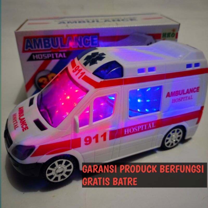 Mainan mobil ambulance bump go nyala dan bunyi edukatif