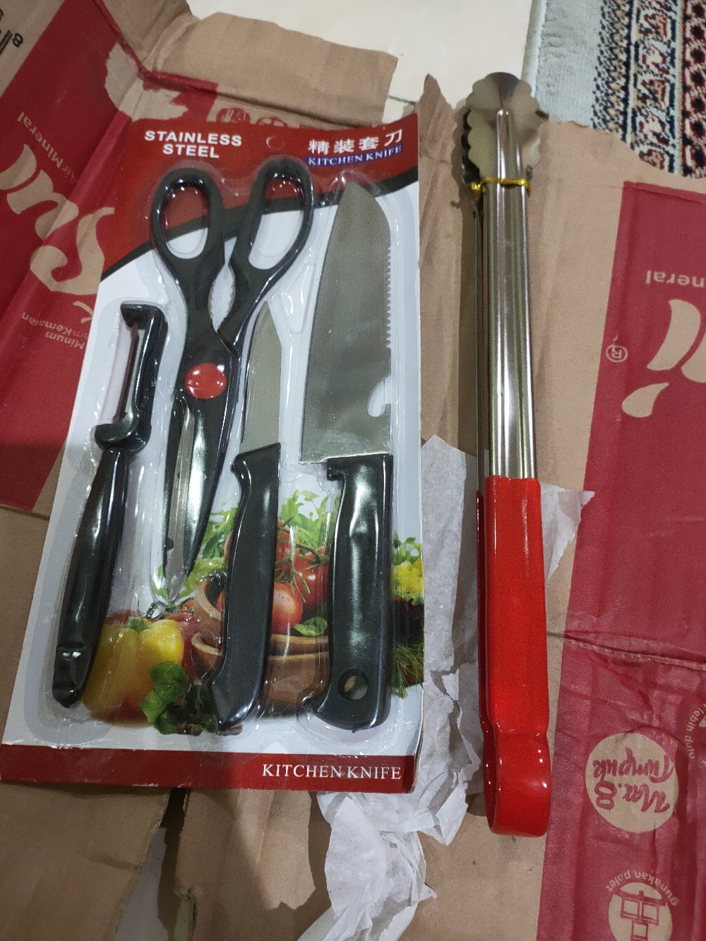 Pisau Set Gunting Peeler Pisau Dapur Stainless Steel Knife Set 4 In 1