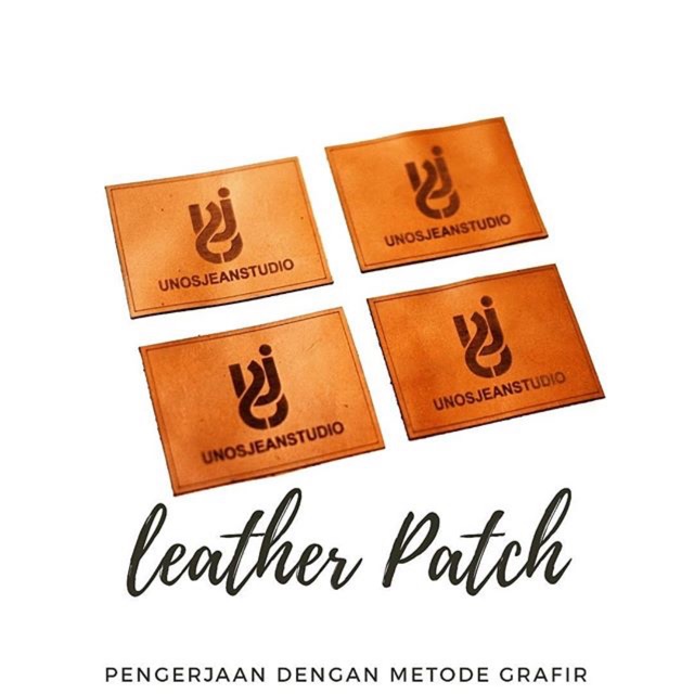 

Label kulit laser uk 8x6cm minimal order 1 lusin