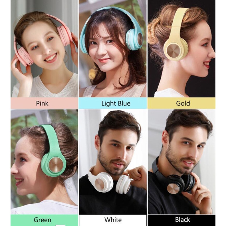 BRY11 / / Headset Bluetooth Bando P39/ B39 Macaron Headphone Tws Nirkabel, Headset Lipat Macaron LED Peredam Bising HIFI Stereo