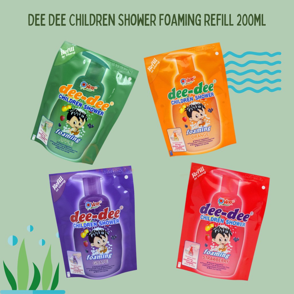 [FOAMING] Yuri Dee Dee Children Shower Wash Foaming 200 / 225 ml - Sabun Mandi Busa Anak Pouch 200ml / Pump 225ml