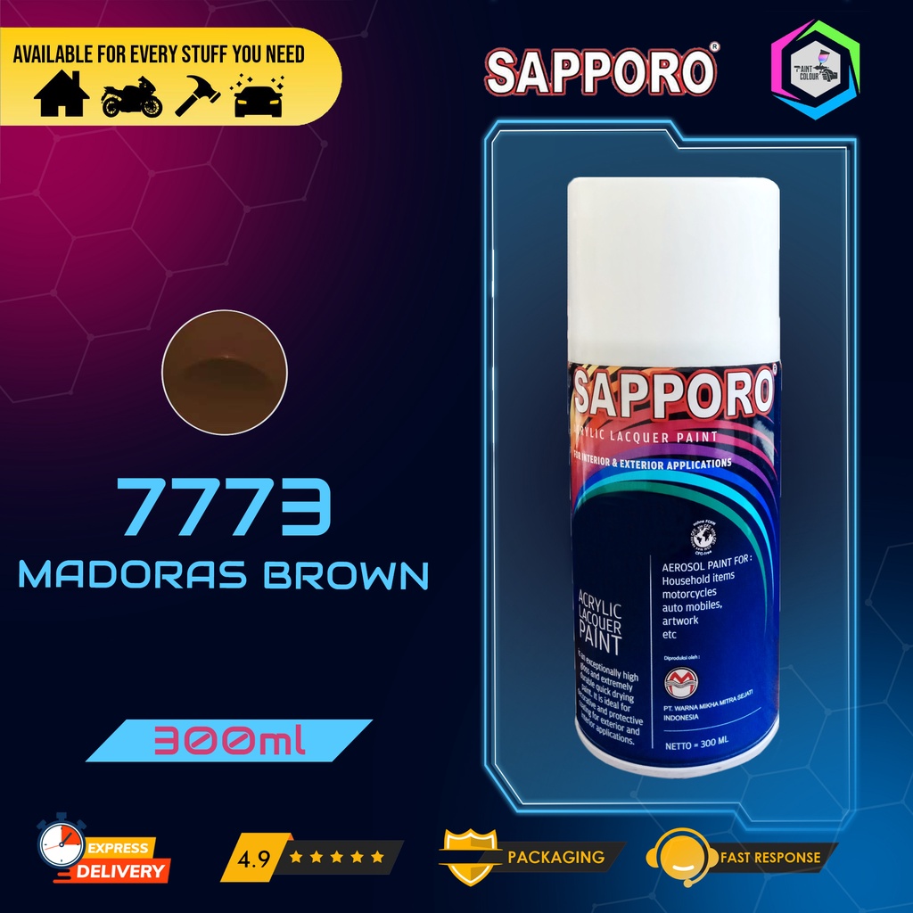 Cat Semprot SAPPORO Paint - 7773 MADORAS BROWN Helm/Motor/Gundam/Body