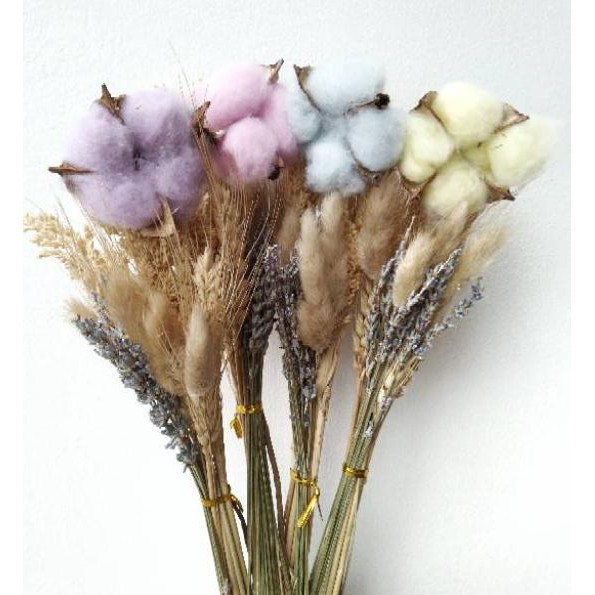 REALPICT Bunga kering mix/ gandum kering/ LAGURUS/ lavender kering/ bunga kapas/ bunga cantel