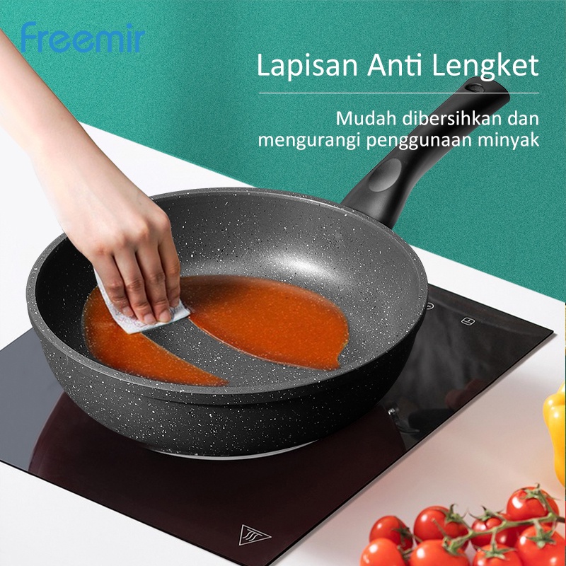 Wajan Penggorengan Aluminium Anti Lengket Serbaguna Awet Warna Hitam 20 cm / 24 cm Frying pan