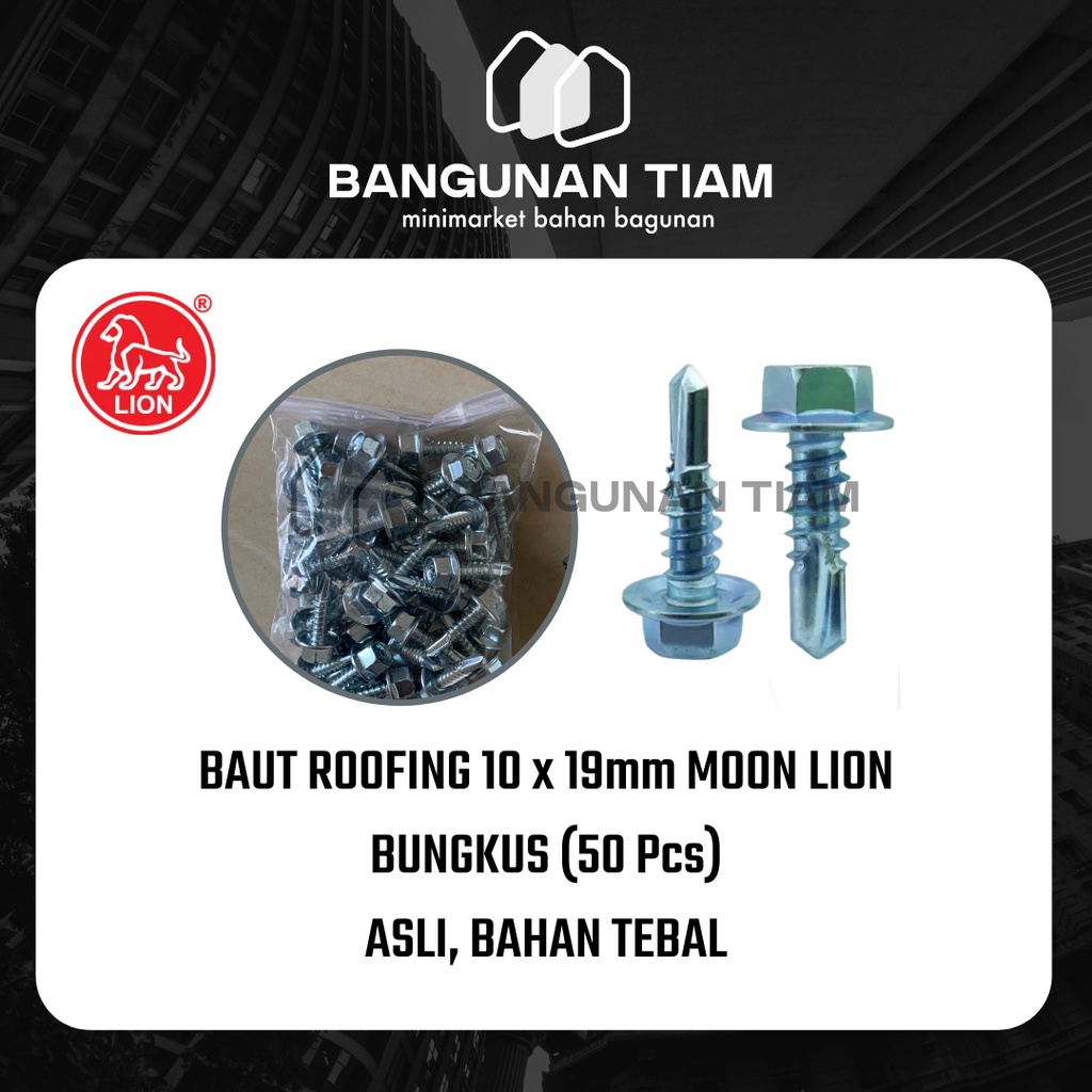 BAUT ROOFING 10 X 19 (2 Cm) BUNGKUS (50 Pcs) ASLI 100% ORI  ~ SEKRUP BAJA RINGAN ~ SKRUP,  BAUT, SCR
