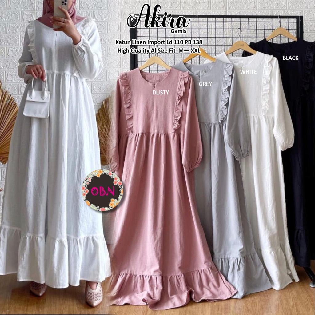 Akira maxy Pakaian baju gamis dress dres longdres maxi syari Syar'I polos katun jumbo ld 110 busui f