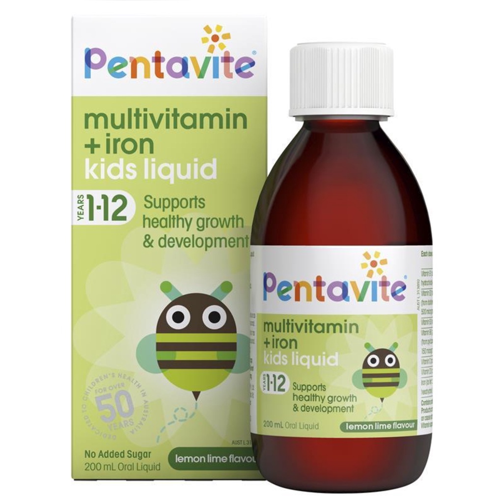 Jual Pentavite multivitamin plus iron kids liquid 200ml Shopee Indonesia