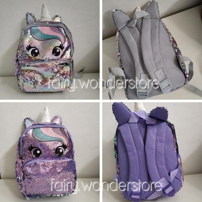 KECIL TAS SEKOLAH ANAK SD TK PAUD CEWEK RANSEL UNICORN SEQUIN BACKPACK GNGF6651
