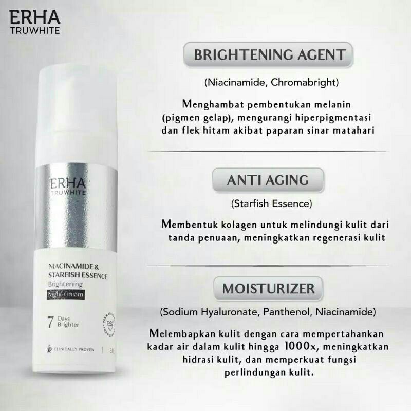 Erha Truwhite Niacinamide &amp; Starfish Essence Brightening Night Cream