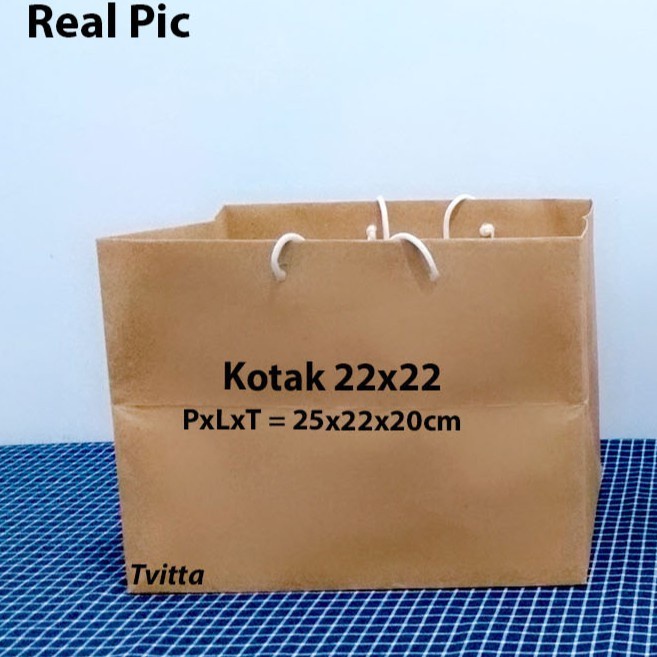 

(TERLARIS) Paperbag Polos Coklat Bolu Kotak 22x22 cm